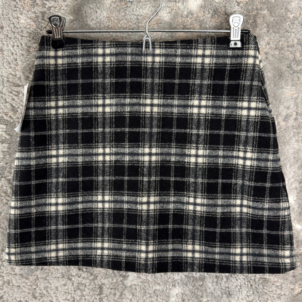 New Forever 21 Size S Plaid Wool Blend Mini Skirt Black Multi N/A Women